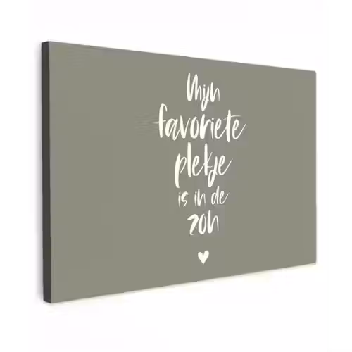 Tekst - Zon - Mijn favoriete plekje is in de zon - Spreuken - Zomer Tuinposter op houten frame 2 cm dik klein -3d
