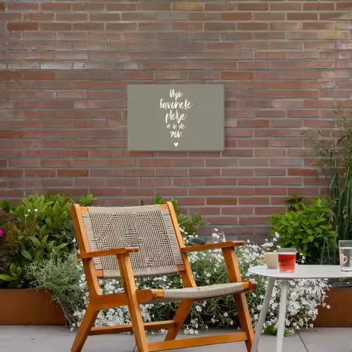 Tekst - Zon - Mijn favoriete plekje is in de zon - Spreuken - Zomer Tuinposter op houten frame 2 cm dik klein -sfeer3