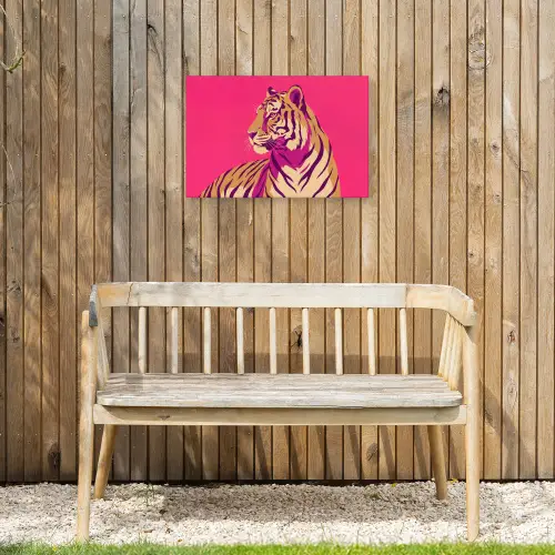 Tijger - Modern - Neon Tuinposter op houten frame 2 cm dik klein -sfeer4
