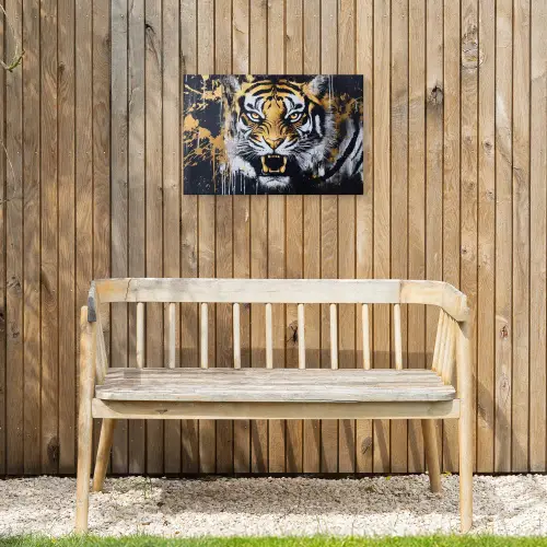 Tijger - Verfspatten - Goud Tuinposter op houten frame 2 cm dik klein -sfeer4
