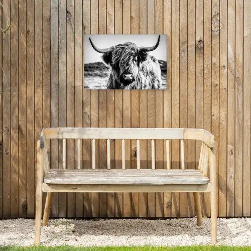 Stoere Hooglander Tuinposter op houten frame 2 cm dik klein -sfeer4