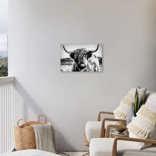 Stoere Hooglander Tuinposter op houten frame 2 cm dik klein -sfeer1