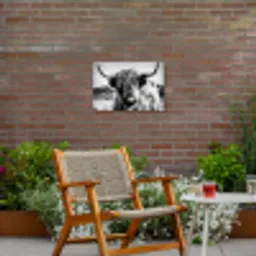 Stoere Hooglander Tuinposter op houten frame 2 cm dik klein -sfeer3