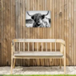 Stoere Hooglander Tuinposter op houten frame 2 cm dik klein -sfeer4