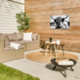 Stoere Hooglander Tuinposter op houten frame 2 cm dik klein -sfeer2