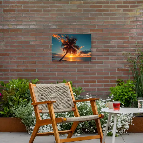 Tropische Droomzonsondergang Tuinposter op houten frame 2 cm dik klein -sfeer3