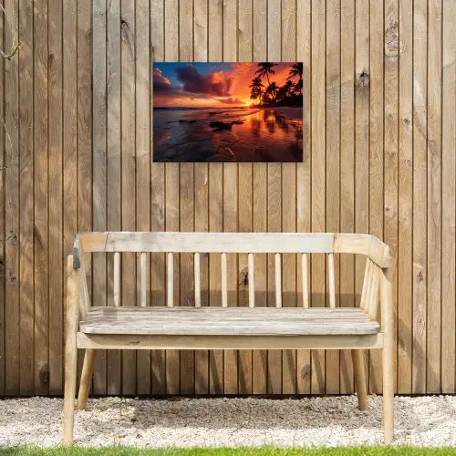 Tropische Zonsondergang Tuinposter op houten frame 2 cm dik klein -sfeer4