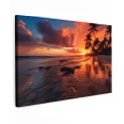 Tropische Zonsondergang Tuinposter op houten frame 2 cm dik klein -3d
