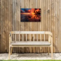 Tropische Zonsondergang Tuinposter op houten frame 2 cm dik klein -sfeer4