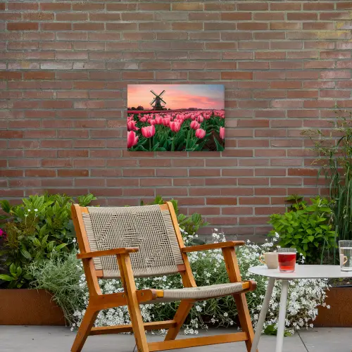 Tulpen - Molen - Nederland Tuinposter op houten frame 2 cm dik klein -sfeer3