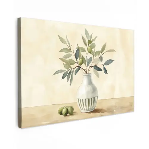 Vaas - Keramiek - Olijftakken Tuinposter op houten frame 2 cm dik klein -3d