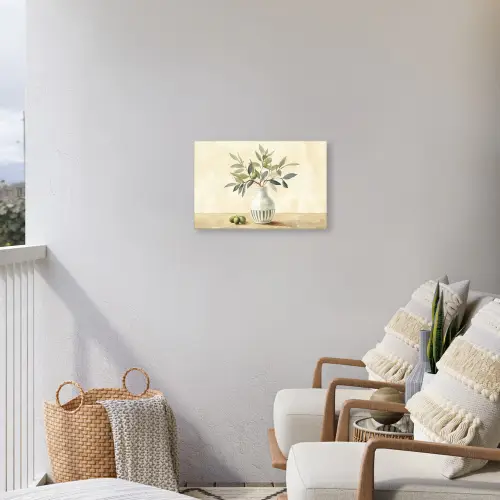 Vaas - Keramiek - Olijftakken Tuinposter op houten frame 2 cm dik klein -sfeer1