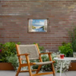 Doorkijk - Strand - Raam - Duinen - Zee Tuinposter op houten frame 2 cm dik klein -sfeer3