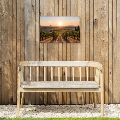 Wijngaard - Zonsondergang - Landschap Tuinposter op houten frame 2 cm dik klein -sfeer4
