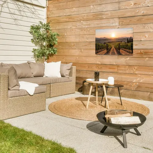 Wijngaard - Zonsondergang - Landschap Tuinposter op houten frame 2 cm dik klein -sfeer2