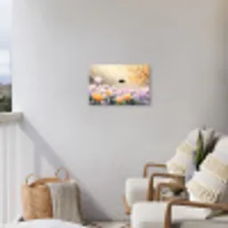 Viooltjes - bij - Zonlicht Tuinposter op houten frame 2 cm dik klein -sfeer1
