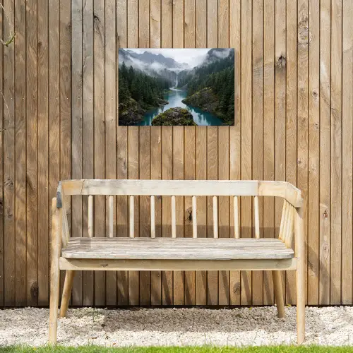 Waterval - Bomen - Bergen Tuinposter op houten frame 2 cm dik klein -sfeer4
