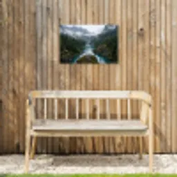Waterval - Bomen - Bergen Tuinposter op houten frame 2 cm dik klein -sfeer4