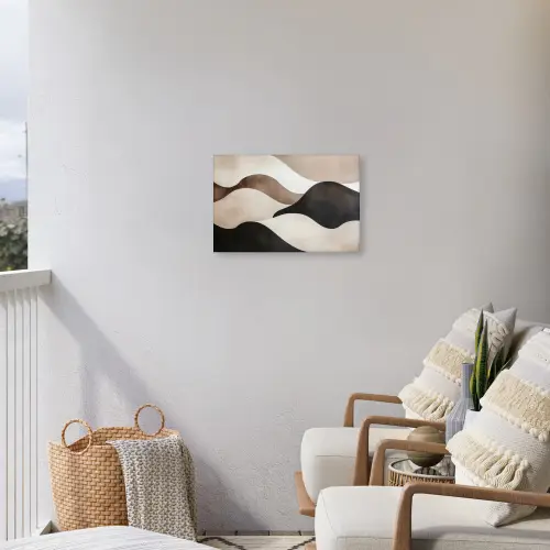 Golven - Abstract - Beige Tuinposter op houten frame 2 cm dik klein -sfeer1