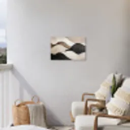 Golven - Abstract - Beige Tuinposter op houten frame 2 cm dik klein -sfeer1