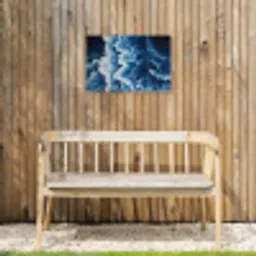 Golven - Blauw - Schuim Tuinposter op houten frame 2 cm dik klein -sfeer4