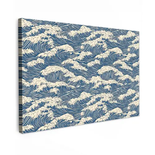 Golven - Klassiek - Blauw Tuinposter op houten frame 2 cm dik klein 845 -3d