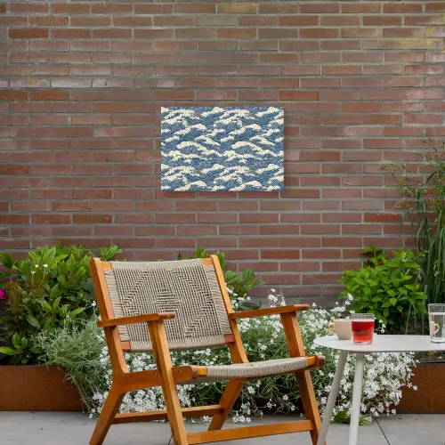 Golven - Klassiek - Blauw Tuinposter op houten frame 2 cm dik klein 845 -sfeer3