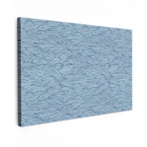 Golven - Ritmisch - Blauw Tuinposter op houten frame 2 cm dik klein 845 -3d