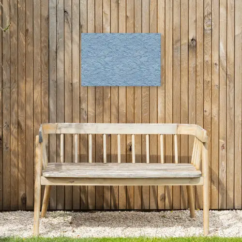 Golven - Ritmisch - Blauw Tuinposter op houten frame 2 cm dik klein 845 -sfeer4