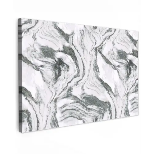 Wit - Marmer - Golvend - Grafiet Tuinposter op houten frame 2 cm dik klein 845 -3d