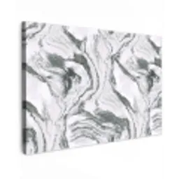 Wit - Marmer - Golvend - Grafiet Tuinposter op houten frame 2 cm dik klein 845 -3d