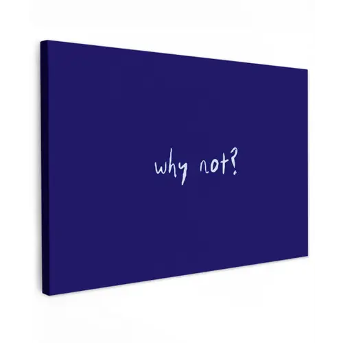 Why not - Blauw - Handgeschreven Tuinposter op houten frame 2 cm dik klein -3d