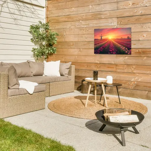 Windmolen - Zonsondergang - Landschap Tuinposter op houten frame 2 cm dik klein -sfeer2
