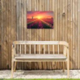 Windmolen - Zonsondergang - Landschap Tuinposter op houten frame 2 cm dik klein -sfeer4