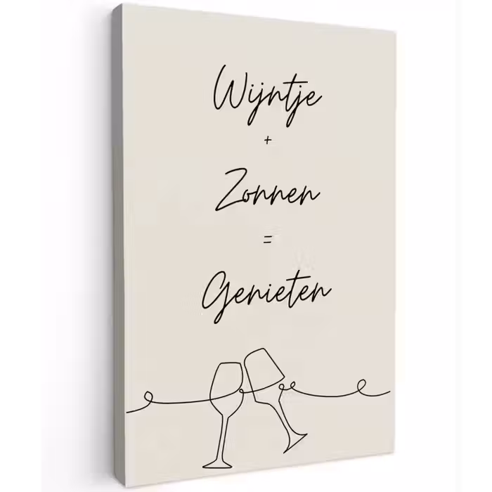 Wijn en Zonnen Tuinposter op houten frame 2 cm dik klein -3d