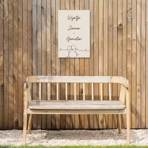 Wijn en Zonnen Tuinposter op houten frame 2 cm dik klein -sfeer4