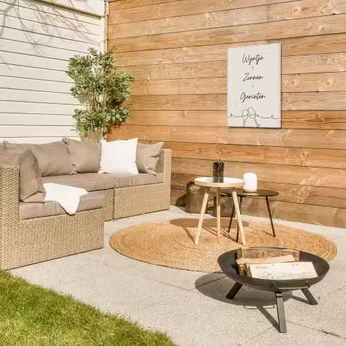 Wijn en Zonnen Tuinposter op houten frame 2 cm dik klein -sfeer2