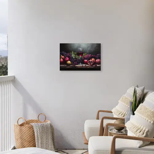 Wijn - Fruit - Stilleven Tuinposter op houten frame 2 cm dik klein -sfeer1