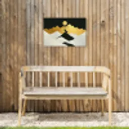 Wolf - Bergen - Maan - Zwart Tuinposter op houten frame 2 cm dik klein -sfeer4