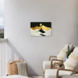 Wolf - Bergen - Maan - Zwart Tuinposter op houten frame 2 cm dik klein -sfeer1