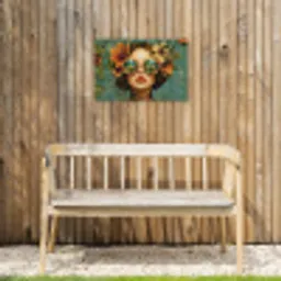 Vrouw - Bloemen - Vlinders - Natuur - Vintage Tuinposter op houten frame 2 cm dik klein -sfeer4