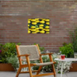 Gele - Citroenen - Druppels - Fruit Tuinposter op houten frame 2 cm dik klein 845 -sfeer3