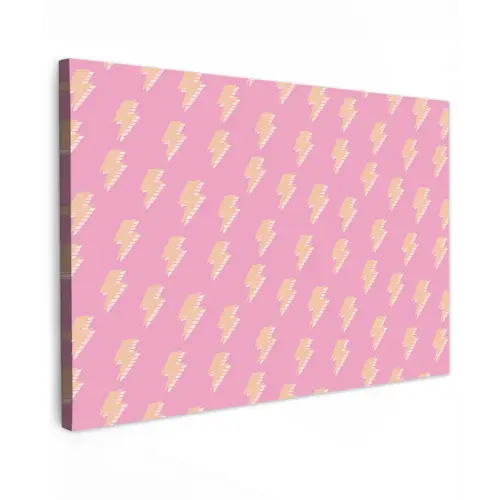 Geel - Bliksem - Roze Tuinposter op houten frame 2 cm dik klein 845 -3d