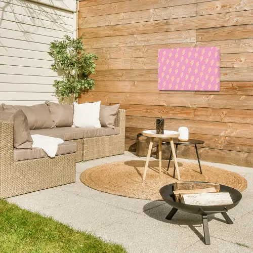 Geel - Bliksem - Roze Tuinposter op houten frame 2 cm dik klein 845 -sfeer2