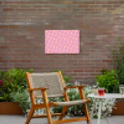 Geel - Bliksem - Roze Tuinposter op houten frame 2 cm dik klein 845 -sfeer3