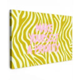 Zebraprint - Priority - Roze Tuinposter op houten frame 2 cm dik klein -3d