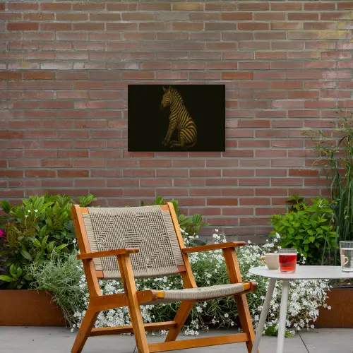 Zebra - Strepen - Goud Tuinposter op houten frame 2 cm dik klein -sfeer3