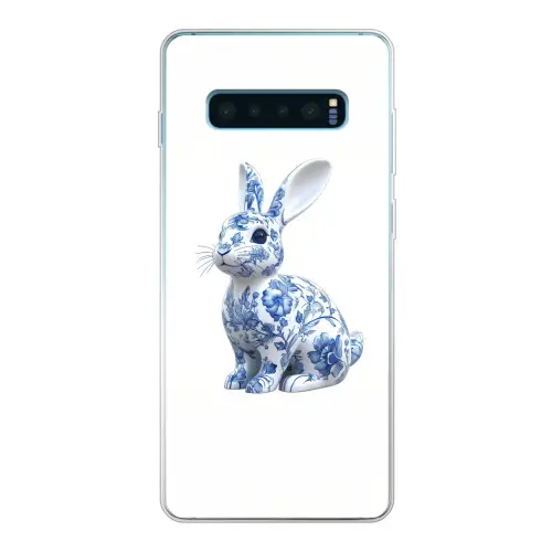 Delftsblauw - Haasje - Wit Telefoonhoesje Samsung Galaxy S10 Lite klein -3d