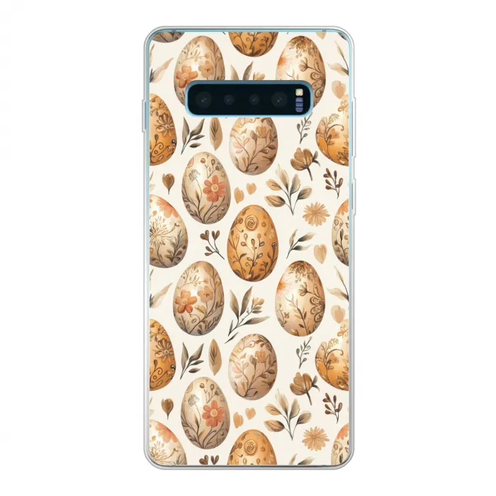 Paaseieren - Bruin - Bloemen Telefoonhoesje Samsung Galaxy S10 Lite klein -3d