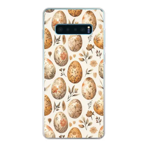 Paaseieren - Bruin - Bloemen Telefoonhoesje Samsung Galaxy S10 Lite klein -3d
